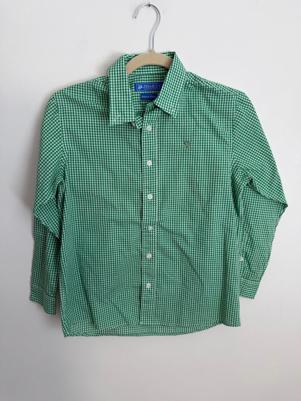 J. Bailey Boys Green and white Gingham button down size 10